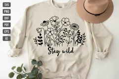 Stay Wild Svg, Flower Meadow Svg, Flowers Line Art. Product Image 1