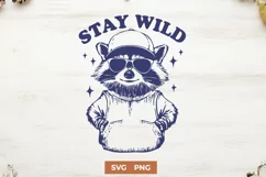 Stay Wild Raccoon SVG PNG| Cute Animal Design for Shirts Product Image 1