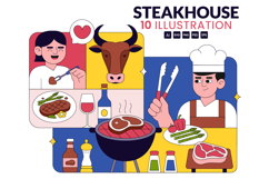10 Steakhouse Restaurant Illustration Product Image 1
