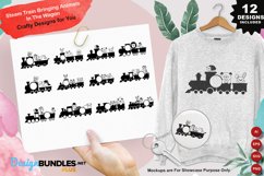 Steam Train Bringing Animals In The Wagon Clipart Set Product Image 1