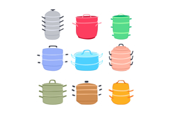 steamer pot set cartoon Product Image 1