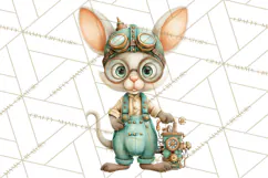 Cute Steampunk Baby Animal Clipart PNG for Printables Product Image 2