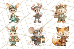 Cute Steampunk Baby Animal Clipart PNG for Printables Product Image 2