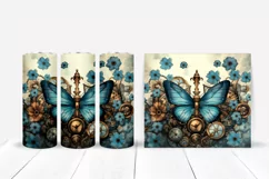 Steampunk Butterfly Tumbler Wrap | 20 oz Vintage Tumbler Product Image 2