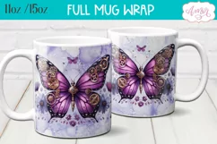 Steampunk butterfly mug wrap PNG | fantasy mug sublimation Product Image 1