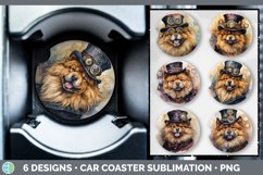 Bundle of six Watercolor Chow Chows Car Coaster designs.