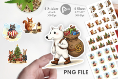 Steampunk Christmas Animals Sticker Product Image 1