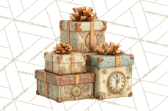 Steampunk Christmas Clipart Santa Elf Reindeer Ornaments Product Image 5