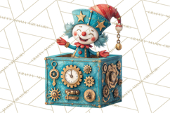 Steampunk Christmas Clipart Santa Elf Reindeer Ornaments Product Image 4