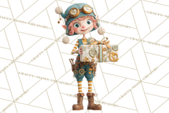 Steampunk Christmas Clipart Santa Elf Reindeer Ornaments Product Image 5
