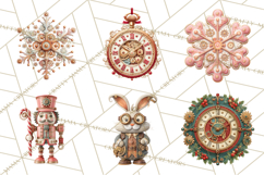 Steampunk Christmas Clipart Santa Elf Reindeer Ornaments Product Image 9
