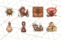 Steampunk Christmas Clipart Santa Elf Reindeer Ornaments Product Image 6