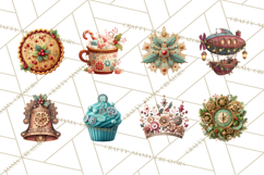 Steampunk Christmas Clipart Santa Elf Reindeer Ornaments Product Image 8