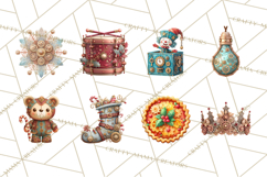 Steampunk Christmas Clipart Santa Elf Reindeer Ornaments Product Image 7