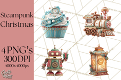 Steampunk Christmas Clipart Santa Elf Reindeer Ornaments Product Image 1