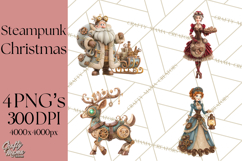 Steampunk Christmas Clipart Santa Elf Reindeer Ornaments Product Image 1