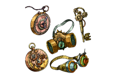 steampunk device set sketch hand drawn Product Image 1