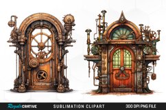 Door Clipart,Steampunk Clipart,Watercolor Steampunk,Watercolor Door,Steampunk Graphics,Steampunk Printables,