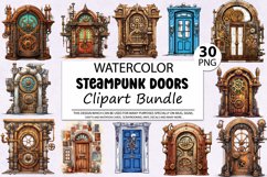 Door Clipart,Steampunk Clipart,Watercolor Steampunk,Watercolor Door,Steampunk Graphics,Steampunk Printables,