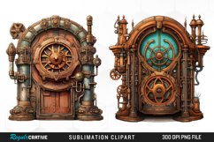 Door Clipart,Steampunk Clipart,Watercolor Steampunk,Watercolor Door,Steampunk Graphics,Steampunk Printables,