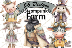 Steampunk Farm Animal Clipart PNG Product Image 1