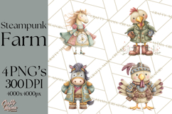 Steampunk Farm Animal Clipart PNG Product Image 1