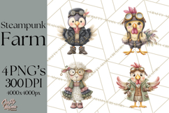 Steampunk Farm Animal Clipart PNG Product Image 1