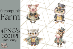 Steampunk Farm Animal Clipart PNG Product Image 1