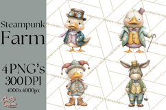 Steampunk Farm Animal Clipart PNG Product Image 1