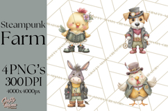 Steampunk Farm Animal Clipart PNG Product Image 1