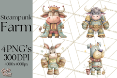Steampunk Farm Animal Clipart PNG Product Image 1