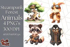 Vintage Steampunk Forest Animal PNG Clipart for Sublimation Product Image 5