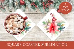 Winter Flowers Christmas coaster Square coaster Sublimation Product Image 1