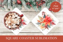 Winter Flowers Christmas coaster Square coaster Sublimation Product Image 1