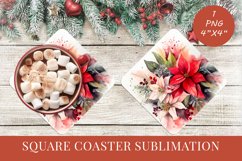 Winter Flowers Christmas coaster Square coaster Sublimation Product Image 1