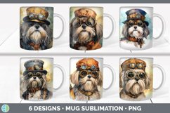 Bundle of six Watercolor Lhasa Apsos Mug Wrap designs.