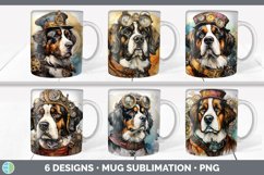 Bundle of six Watercolor Saint Bernards Mug Wrap designs.