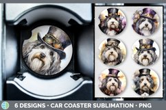 Bundle of six Watercolor Sheepdogs Car Coaster designs.