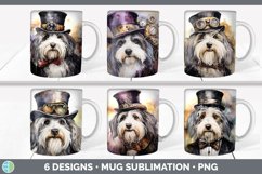 Bundle of six Watercolor Sheepdogs Mug Wrap designs.