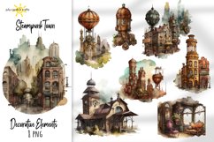 clipart,  bundle,  watercolor,  clip art bundle,  vintage,  scrapbooking,  steampunk,  town,  decorative,  cluster,