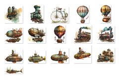 clipart,  bundle,  watercolor,  clip art bundle,  vintage,  scrapbooking,  steampunk,  transport,  train,  airship,
