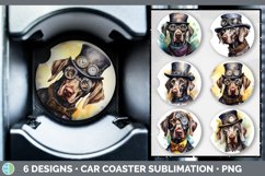 Bundle of six Watercolor Weimaraner Car Coaster designs.
