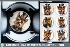 Bundle of six Watercolor Yorkshire Terriers Car Coaster designs.