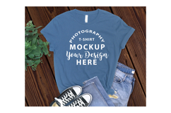 BELLA CANVAS 3001 T-shirt Mockup STEEL BLUE Product Image 1