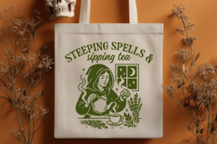 Steeping Spells and Sipping Tea SVG | Green Witch Tea PNG Product Image 2