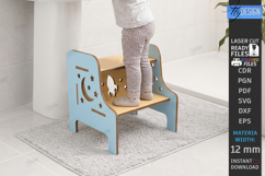 Kids Step Stool Laser Cut | Kids Laser | Moon and Stars SVG Product Image 1