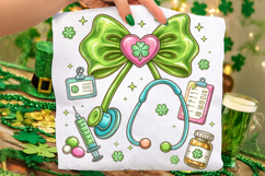 St Patricks Day Stethoscope Coquette Bow Nurse PNG Product Image 1