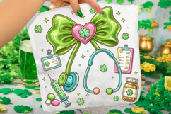 St Patricks Day Stethoscope Coquette Bow Nurse PNG Product Image 2