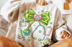 St Patricks Day Stethoscope Coquette Bow Nurse PNG Product Image 4