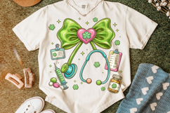 St Patricks Day Stethoscope Coquette Bow Nurse PNG Product Image 5
